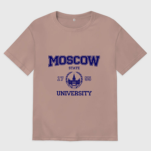 Мужская футболка оверсайз MGU Moscow University / Пыльно-розовый – фото 1