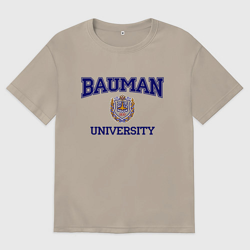 Мужская футболка оверсайз BAUMAN University / Миндальный – фото 1
