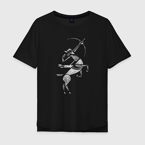 Мужская футболка оверсайз Звездный Стрелец / Черный – фото 1