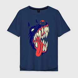 Футболка оверсайз мужская Разъяренный волк, цвет: тёмно-синий