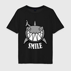 Футболка оверсайз мужская Shark Smile, цвет: черный