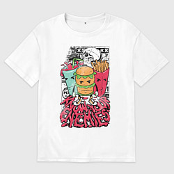 Футболка оверсайз мужская Angry Food, цвет: белый