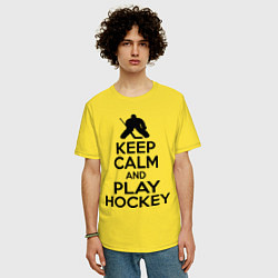 Футболка оверсайз мужская Keep Calm & Play Hockey, цвет: желтый — фото 2