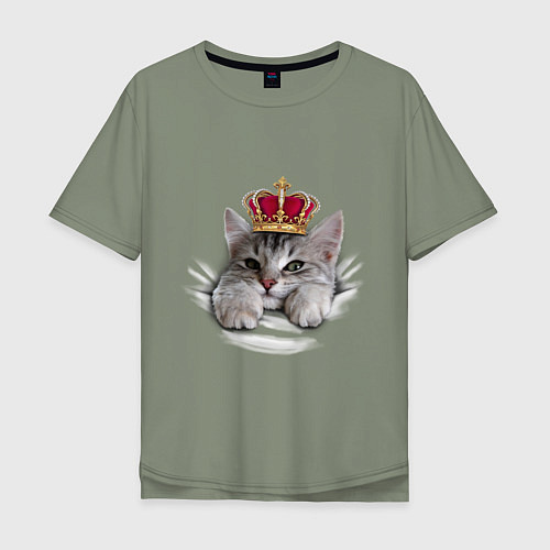 Мужская футболка оверсайз Pretty kitten / Авокадо – фото 1