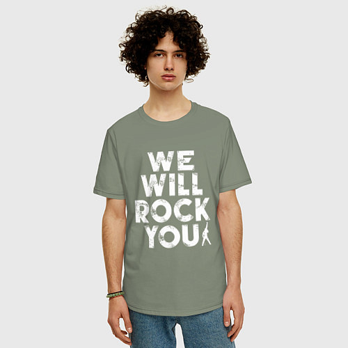 Мужская футболка оверсайз We Wil Rock You / Авокадо – фото 3