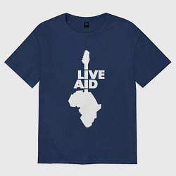 Футболка оверсайз мужская Queen - Live Aid, цвет: тёмно-синий