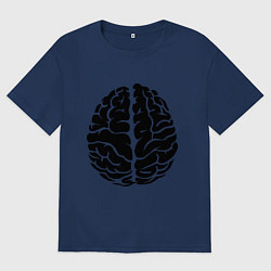Футболка оверсайз мужская Он: мозг, цвет: тёмно-синий