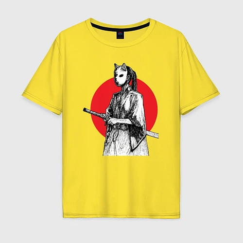 Мужская футболка оверсайз Самурай на страже / Желтый – фото 1