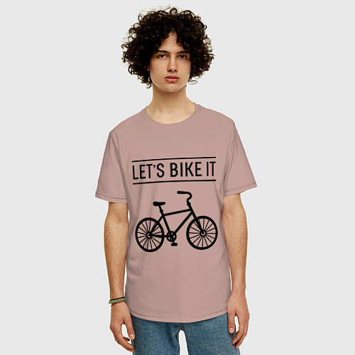 Мужская футболка оверсайз Lets bike it / Пыльно-розовый – фото 3