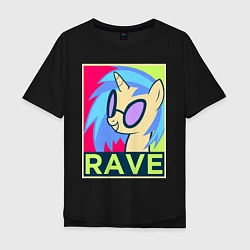 Футболка оверсайз мужская DJ Pon-3 RAVE, цвет: черный