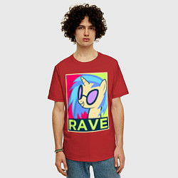 Футболка оверсайз мужская DJ Pon-3 RAVE, цвет: красный — фото 2