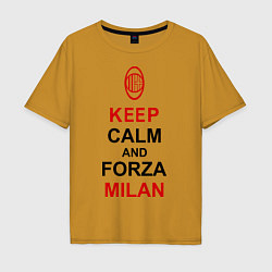 Футболка оверсайз мужская Keep Calm & Forza Milan, цвет: горчичный