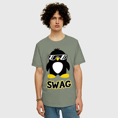 Мужская футболка оверсайз SWAG Penguin / Авокадо – фото 3