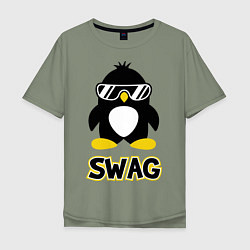 Футболка оверсайз мужская SWAG Penguin, цвет: авокадо