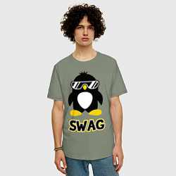 Футболка оверсайз мужская SWAG Penguin, цвет: авокадо — фото 2
