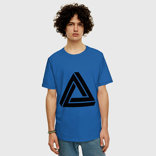 Мужская футболка оверсайз Triangle Visual Illusion / Синий – фото 3