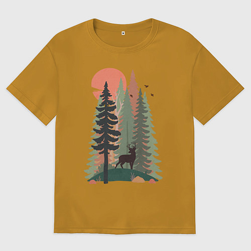 Мужская футболка оверсайз Forest Adventure / Горчичный – фото 1