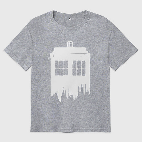 Мужская футболка оверсайз Тардис white - Доктор Кто / Меланж – фото 1