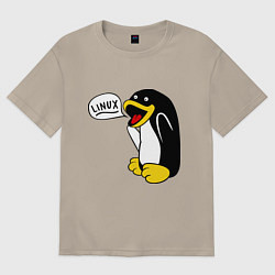 Мужская футболка оверсайз Пингвин: Linux