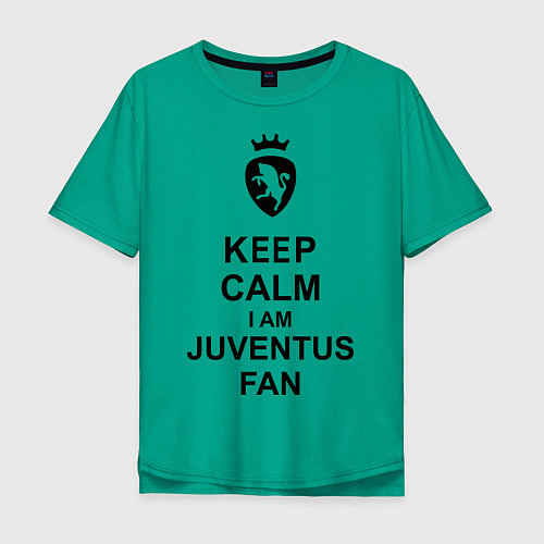 Мужская футболка оверсайз Keep Calm & Juventus fan / Зеленый – фото 1