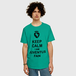Футболка оверсайз мужская Keep Calm & Juventus fan цвета зеленый — фото 2