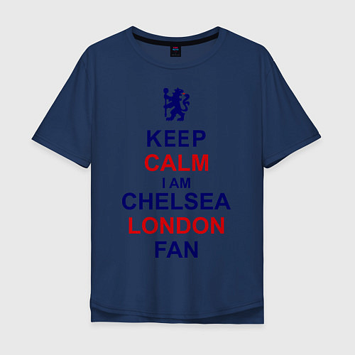 Мужская футболка оверсайз Keep Calm & Chelsea London fan / Тёмно-синий – фото 1