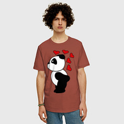 Футболка оверсайз мужская Поцелуй панды: для него, цвет: кирпичный — фото 2