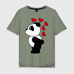 Футболка оверсайз мужская Поцелуй панды: для него, цвет: авокадо