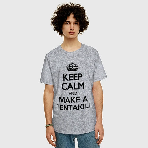 Мужская футболка оверсайз Keep Calm & Make A Pentakill / Меланж – фото 3