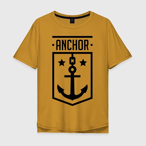 Мужская футболка оверсайз Anchor Shield / Горчичный – фото 1