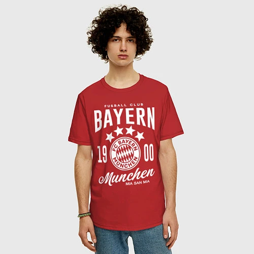 Мужская футболка оверсайз Bayern Munchen 1900 / Красный – фото 3