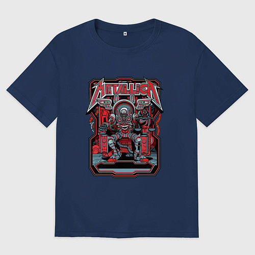 Мужская футболка оверсайз Metallica: Robot Style / Тёмно-синий – фото 1