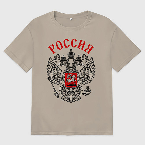 Мужская футболка оверсайз Россия / Миндальный – фото 1