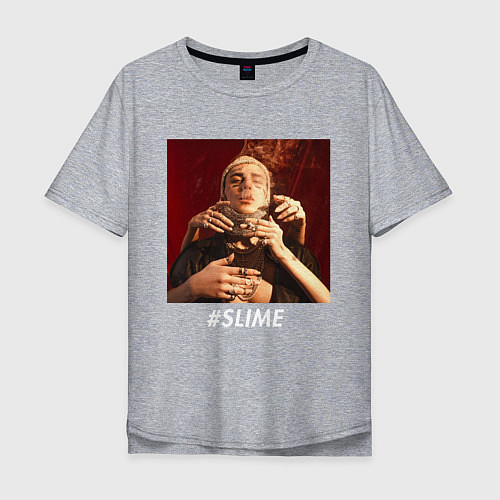 Мужская футболка оверсайз FACE SLIME / Меланж – фото 1