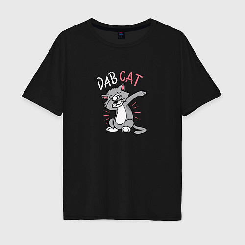 Мужская футболка оверсайз Dab Cat / Черный – фото 1