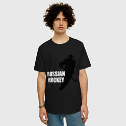 Футболка оверсайз мужская Russian Red Hockey, цвет: черный — фото 2