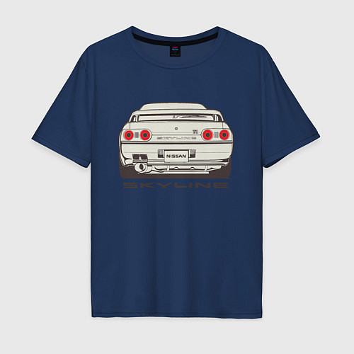 Мужская футболка оверсайз Nissan Skyline R32 / Тёмно-синий – фото 1