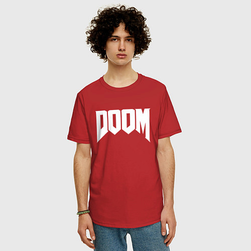 Мужская футболка оверсайз DOOM / Красный – фото 3