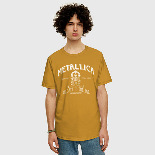 Мужская футболка оверсайз Metallica: Whiskey in the Jar / Горчичный – фото 3
