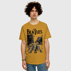 Футболка оверсайз мужская The Beatles: Mono Abbey Road, цвет: горчичный — фото 2