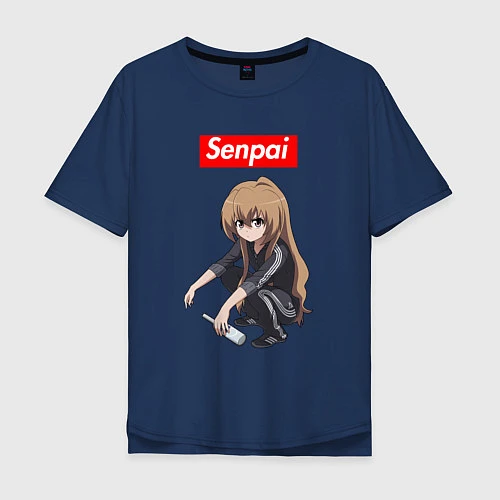 Мужская футболка оверсайз Senpai Gop-Stop / Тёмно-синий – фото 1