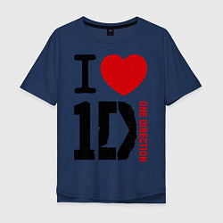 Футболка оверсайз мужская I love 1D, цвет: тёмно-синий