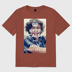 Футболка оверсайз мужская Keep Calm & Love Harry Styles, цвет: кирпичный