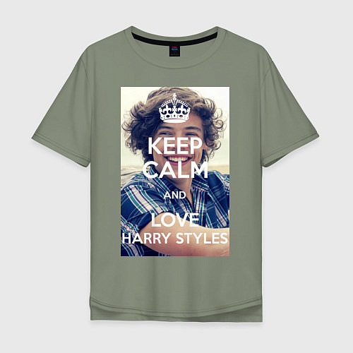 Мужская футболка оверсайз Keep Calm & Love Harry Styles / Авокадо – фото 1