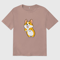 Мужская футболка оверсайз Корги лапочка