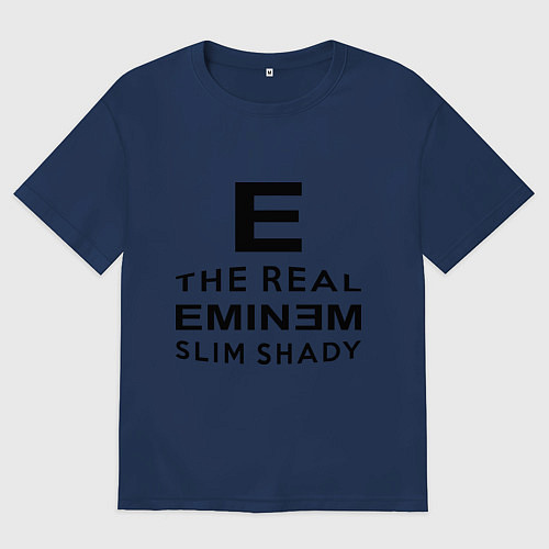Мужская футболка оверсайз The real eminem / Тёмно-синий – фото 1