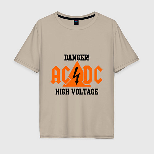 Мужская футболка оверсайз AC/DC: High Voltage / Миндальный – фото 1