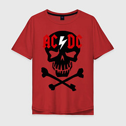 Футболка оверсайз мужская AC/DC Skull, цвет: красный