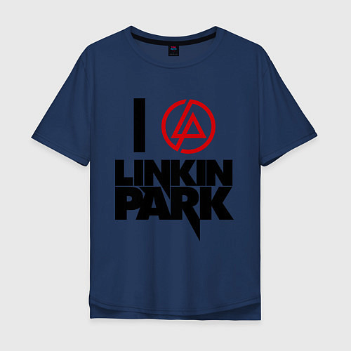 Мужская футболка оверсайз I love Linkin Park / Тёмно-синий – фото 1