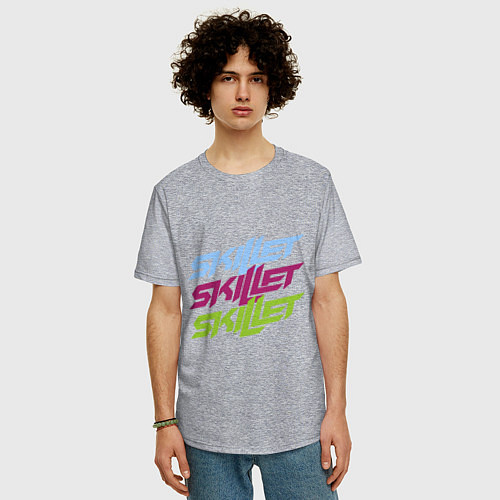 Мужская футболка оверсайз Skillet Tricolor / Меланж – фото 3